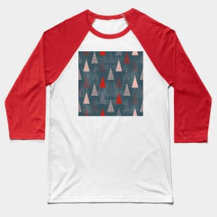 Gray Minimal Christmas Trees Baseball T-Shirt
